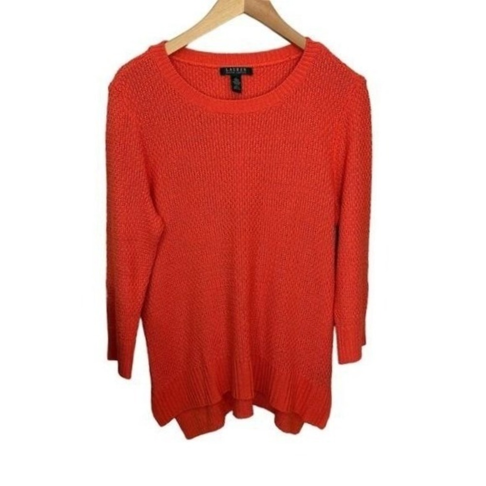 Lauren Ralph Lauren Tunic Sweater Women's Pullover Long Sleeve Orange Large